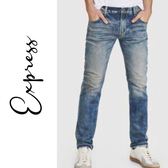 Express Rocco Denim Jeans Distressed Slim Pant - Picture 1 of 9
